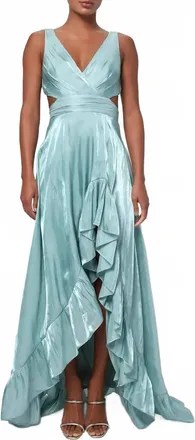 Lulus Rylee Satin Maxi Dress In Teal