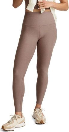 Beyond Yoga Caught in the Midi High Waist Leggings in Rosey Taupe Heather at Nordstrom, Size X-Small