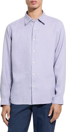 Theory Irving Solid Linen Button-Up Shirt in Gray Lilac at Nordstrom, Size Xx-Large
