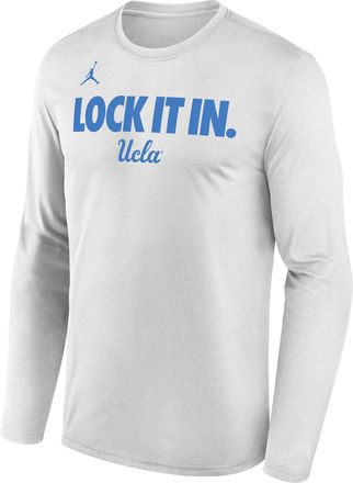 Nike Jordan UCLA 2026 On-Court Bench Nike Mens Dri-FIT College Long-Sleeve T-Shirt in White | M22284P870UCLA-WHT