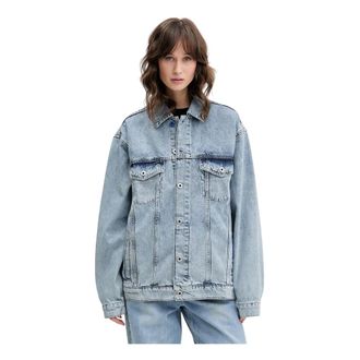 Karl Lagerfeld Jassen, Dames, Blauw, XS, Denim, Relaxed Denim Jacket
