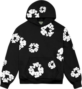 Denim Tears Zwarte katoenen krans hoodie - Heren - Hoodies - Zwart - M - Katoen - Hoodies & sweatvesten