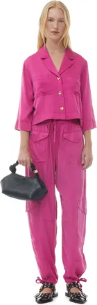 Ganni Pink Washed Satin Pocket Pants - Size 32 LENZING&acirc;&cent; ECOVERO&acirc;&cent;