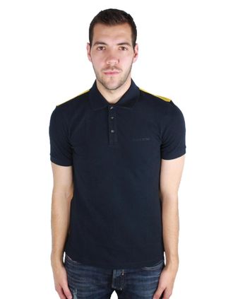 Armani Jeans Mens Armani Jeans Colourblock Navy Blue Polo Shirt - Black - Size: 38