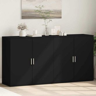 vidaXL Credenze 2 pz Nere 79x38x80 cm in Legno Multistrato - Vidaxl