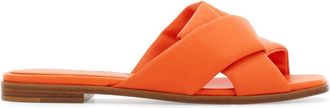 Ferragamo Origami knot-detail leather slides - women - Lamb Skin/Lamb Skin - 6.5 Regular - Orange