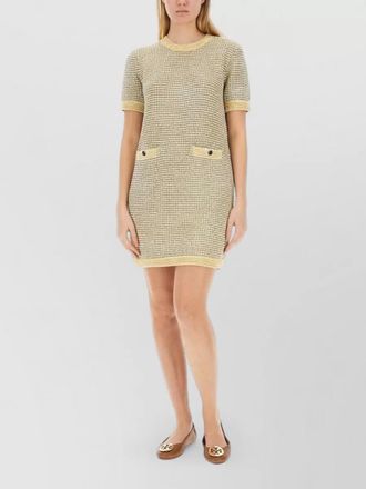 Tory Burch textured dress round neck button detail