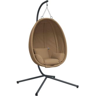 vidaXL Silla colgante huevo con soporte tela y acero gris taupe Vidaxl