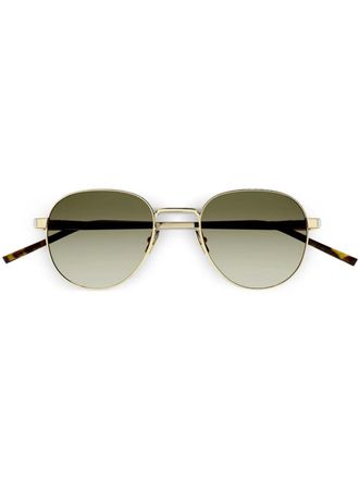 Saint Laurent Eyewear logo-engraved sunglasses - unisex - Metal - 48 - Gold