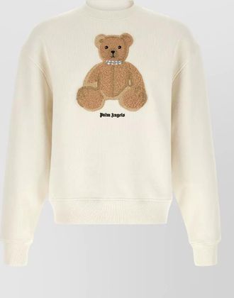 Palm Angels bear cotton logo-print crew-neck sweatshirt