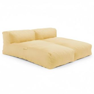 Oviala Conjunto modular de muebles de jard&iacute;n con 2 chaise amarillo claro