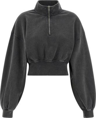 Alexander Wang Grey Half-Zip High-Neck Sweatshirt
