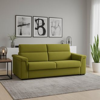 Dmora Sof&aacute; Fijo 2 Plazas Lapio, Desenfundable, Hidr&oacute;fugo Made In Italy, Lavable, 185x95x100h Cm Verde