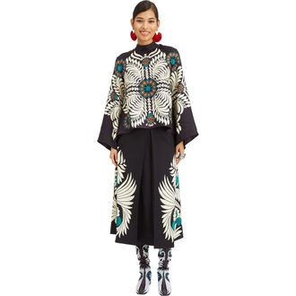 La DoubleJ Santa Monica Skirt Mix Tiles Plac&eacute;e Black at Nordstrom, Size X-Small