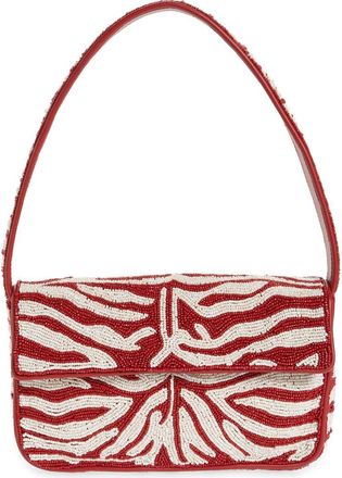 Staud Tommy Beaded Shoulder Bag in Scarlet/white at Nordstrom