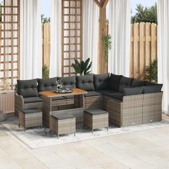 vidaXL Conjunto De Sof&aacute; De Jard&iacute;n 13 Uds. 12-n&uacute;mero De Plazas Gris Vidaxl