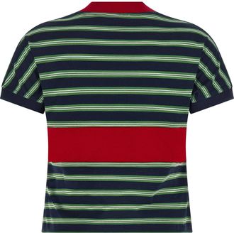 Versace Striped Intarsia Logo T-Shirt - Red