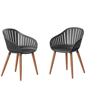 Amazonia Teak 2 Piece Resin Chair Patio Black Eucalyptus Finish