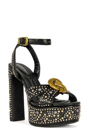 Azalea Wang Yuma Ankle Strap Platform Sandal in Black at Nordstrom, Size 8.5