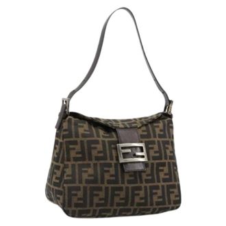 Fendi Pre-owned Shoulder Bags, female, Brown, Size: ONE SIZE Pre-owned Zucca Canvas Shoulder Bag