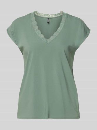 Vero Moda Regular Fit T-Shirt mit Spitzenkragen Modell BELLA in Lind, Gr&ouml;&szlig;e XL