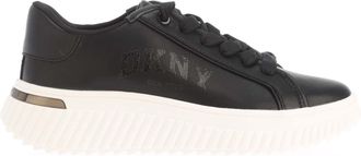DKNY Womens Larissa Lace Up Pl Trainers in Black Leather - Size UK 4.5