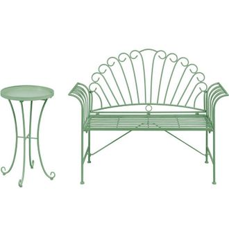 Beliani Set da giardino in metallo 1 panca 1 tavolino verde Cavinia