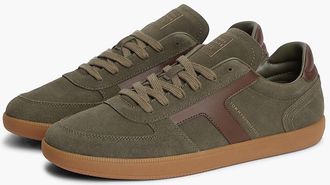 Tommy Hilfiger Mens Tribeca Suede Skater Sneaker - Platinum Olive - US 11.5 / EU 45