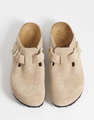 Birkenstock Boston - Zoccoli in camoscio color sabbia-Neutro