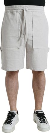 Dolce & Gabbana Mens Casual Corduroy Shorts - Light Grey Cotton - Size EU 48 (Mens)