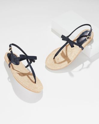 Talbots Irina Bow Nappa Espadrille Sandals - Blue - 6 1/2 M Talbots