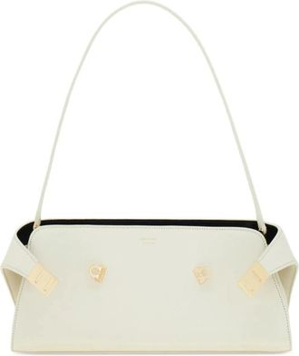 Ferragamo East-West Hug Shoulder Bag - Dames - Schoudertassen - Beige - ONE Size - Leer - Tassen