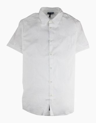 Armani Jeans Mens Armani Jeans Logo Italian Fabric S/s Shirt Bianco Ottico - White - Size: 40/Regular
