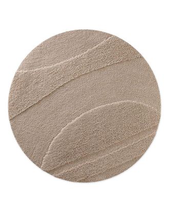 Wecon Home Alfombra de ba&ntilde;o redonda en relieve beige arena &Oslash;80