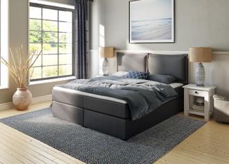 HOME AFFAIRE Boxspringbett »Lysann« 5fach verstellbares Kopfteil, in 4 Breiten, 3 Matratzenarten