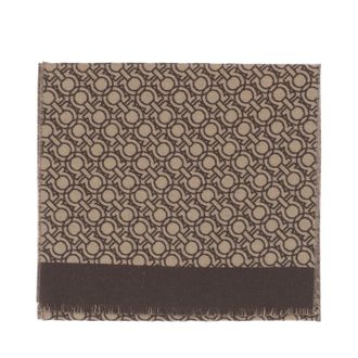 Ferragamo Hook Pattern Fringed Wool Scarf