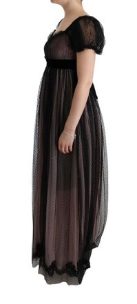 Dolce & Gabbana Womens Black Pink Silk Long Shift Dress