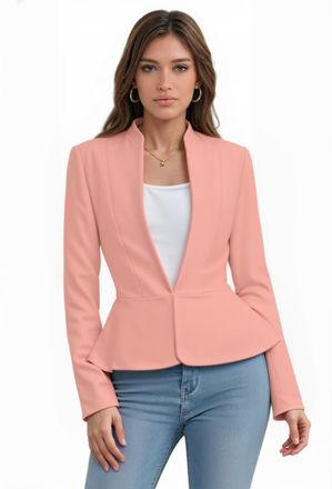 HyBrid & Company Womens Casual Work Office Elegant Open Front Premium Nylon Ponte Stretch Blazer Jacket, Jk1135-light Cora, M