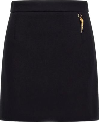 Roberto Cavalli Short Skirts, female, Black, Size: XS Fang Embellished Mini Skirt