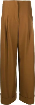 Alberta Ferretti high-waisted wid-leg trousers - women - Virgin Wool/Spandex/Elastane/Cupro - 40 - Brown