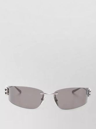 Balenciaga rimless rectangle frame sunglasses metal temples