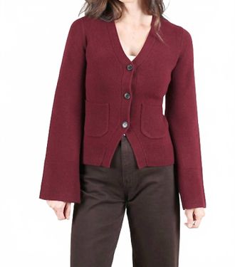 Pistola Denim Aeron V-Neck Cardigan In Claret