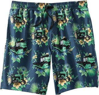 Cinch Mens Mesh Lined Hawaiian Tractor Swim Trunks In Multi