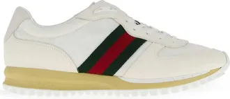 Gucci White Original Gg Fabric And Suede Gucci Re Motion Sneakers