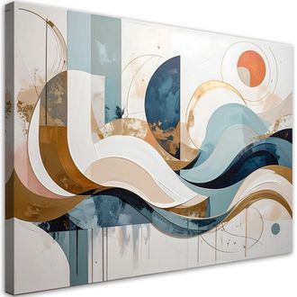 Feeby Cuadro Sobre Lienzo, Abstracci&oacute;n De Formas Geom&eacute;tricas Coloridas, 120x80