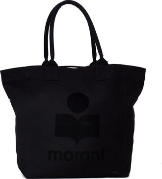 Isabel Marant Yenky Washed Cotton Canvas Logo Tote Bag