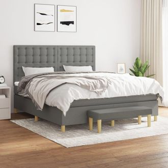 vidaXL Vidaxl - Cama Box Spring Con Colch&oacute;n Tela Gris Oscuro 180x200 Cm