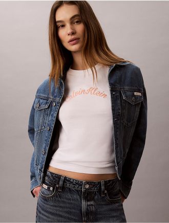 Calvin Klein Jeans Calvin Klein Womens Felt Logo Graphic Classic T-Shirt - Open White - XL