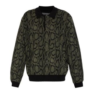 Carhartt Work in Progress Carhartt Wip, V-neck Knitwear, male, Green, Size: 2XL Snake Polo