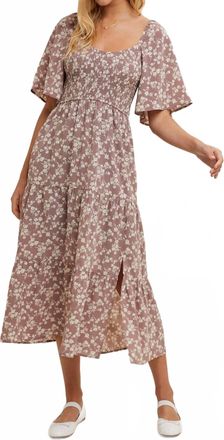 Wishlist Willow Midi Dress In Brown Floral